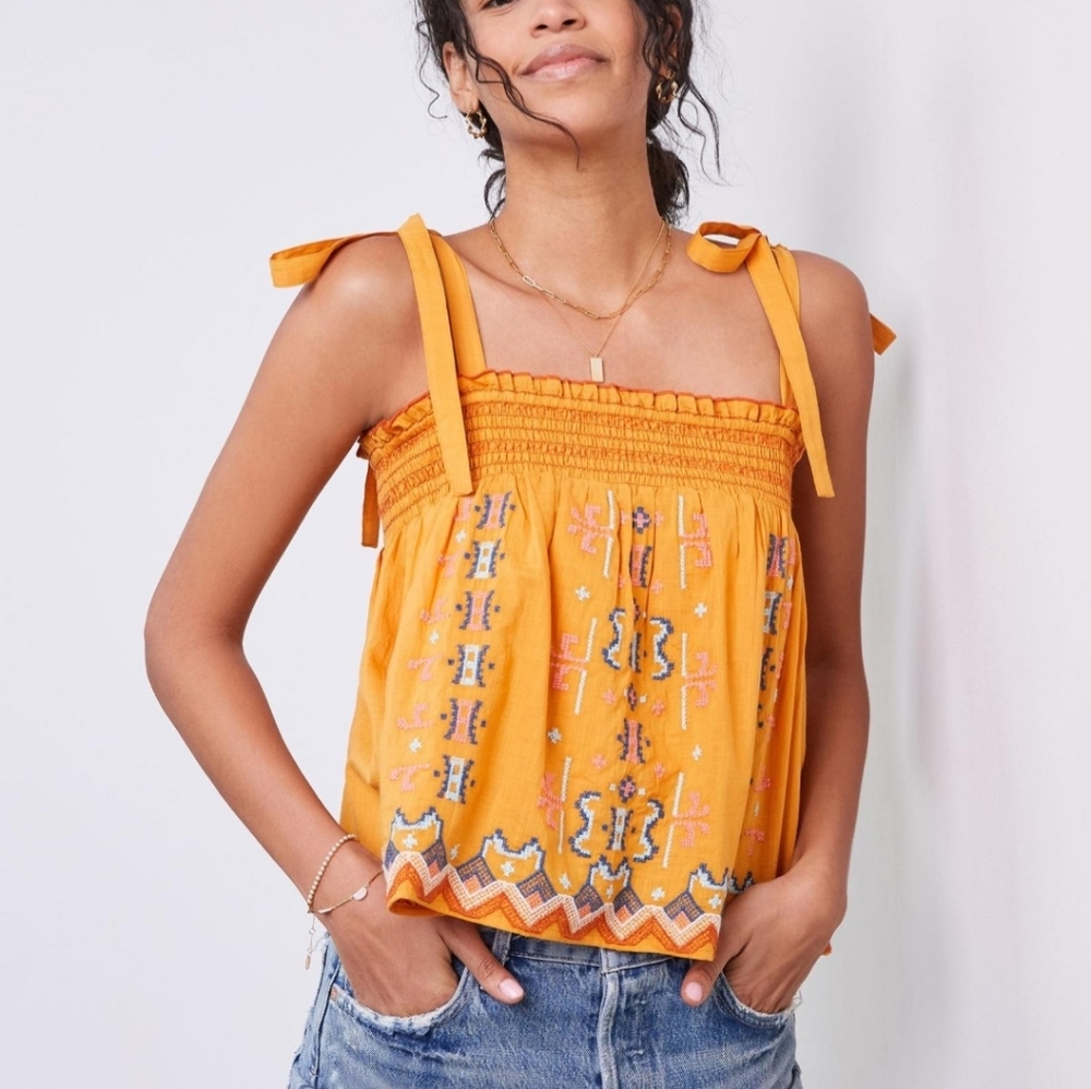 Anthropilogie Embroidered Swing Tank